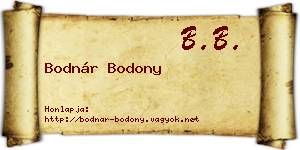 Bodnár Bodony névjegykártya